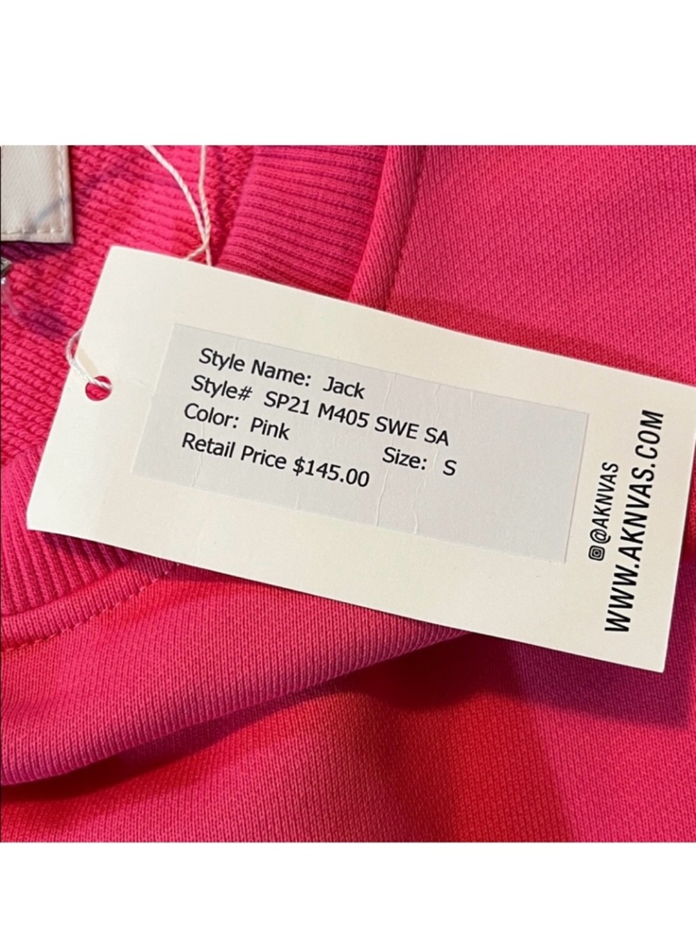 Aknvas Logo Pink Crewneck Sweatshirt Women’s S - Cotton - NWT - Picture 5 of 10